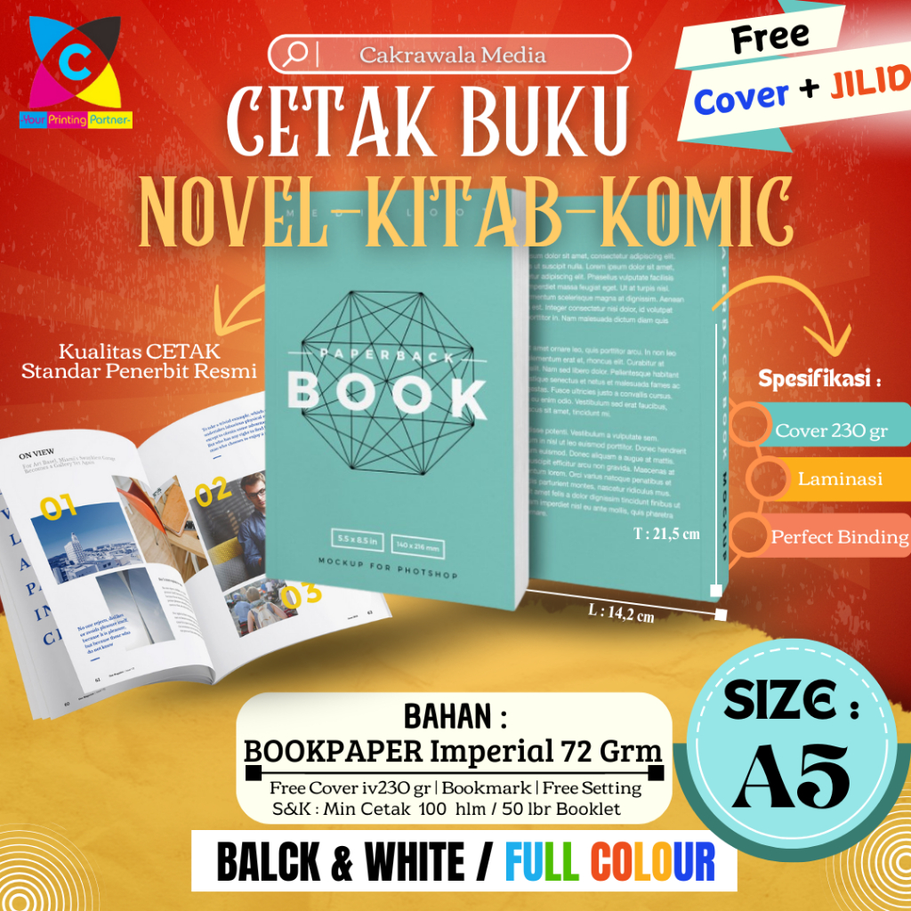 

PRINT & CETAK BUKU A5 Bookpaper 72 Gr (PREMIUM)_FREE COVER..!