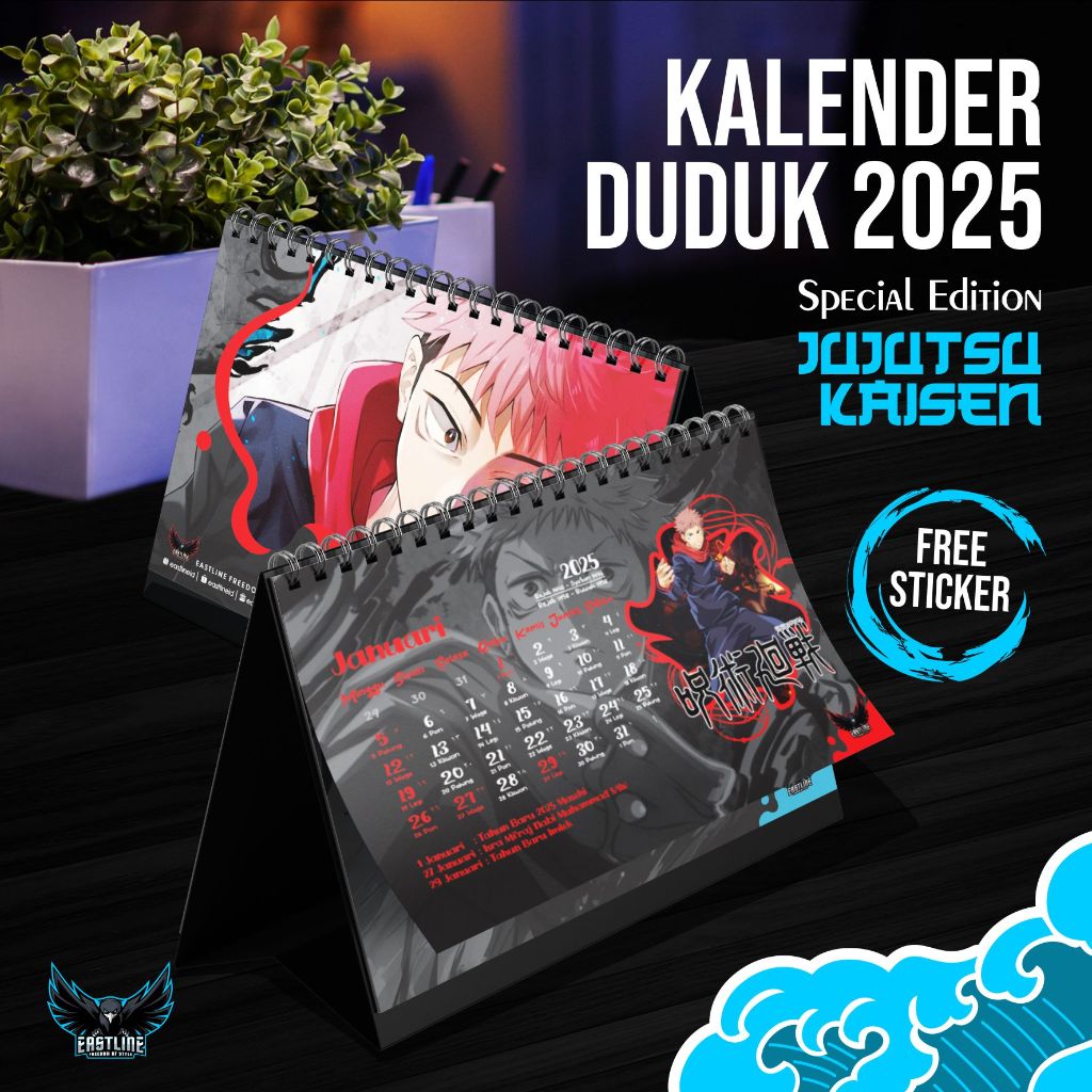 

Kalender Meja Duduk Desk Calendar Anime Premium Jujutsu Kaisen 2025 Isi 12 Lembar AP260 Ukuran A5