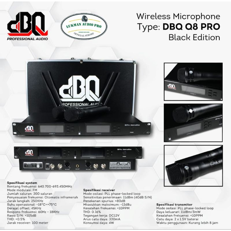 Microphone/mic Wireless DBQ Q8 PRO Black Edition Original