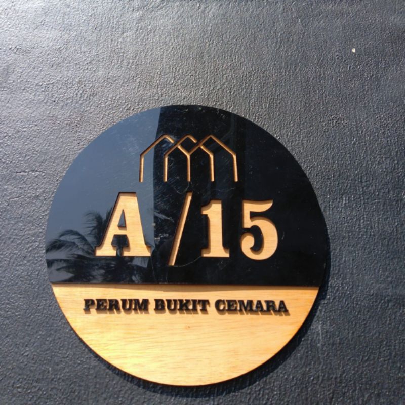 nomor rumah - nomor rumah kombinasi kayu acrylic | custome