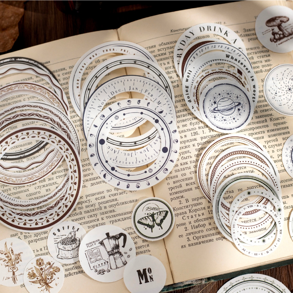 

(12D12) 24pcs Stiker Seri Cerita Waktu Dekorasi Buku Pegangan Retro Sederhana Stiker Perekat Diy Journal Scrapbook