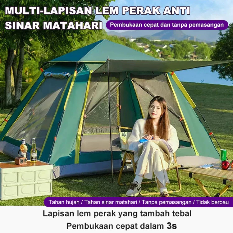 Tenda Camping Kapasitas 46 2.2x2.2x1.45M Orang Tenda Otomatis Outdoor & Indoor Tenda Gunung Anti Air
