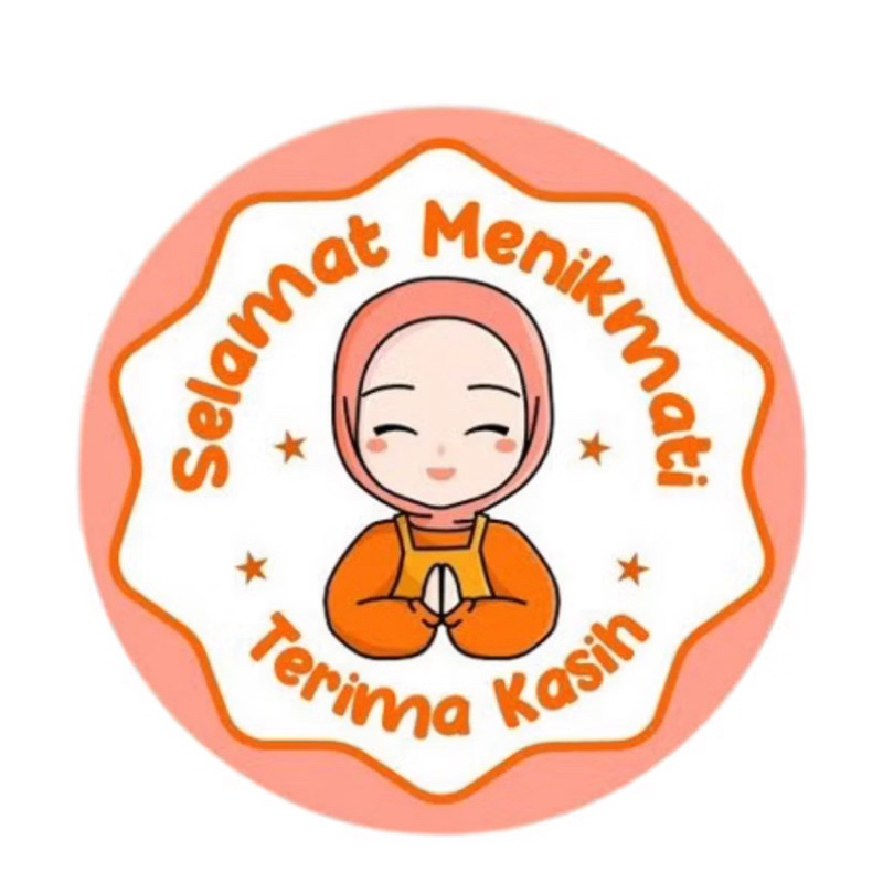 

STIKER SELAMAT MENIKMATI TERIMAKASIH STIKER BULAT ROLL MAKANAN KUR CATERING ISI 500pcs
