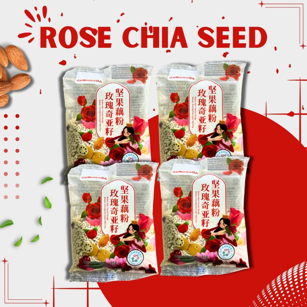 

( 5 PCS ) Oufen Lotus Root Powder - Kemasan Sachet Varian Rose Chia Seed (35g Sachet) & Praktis