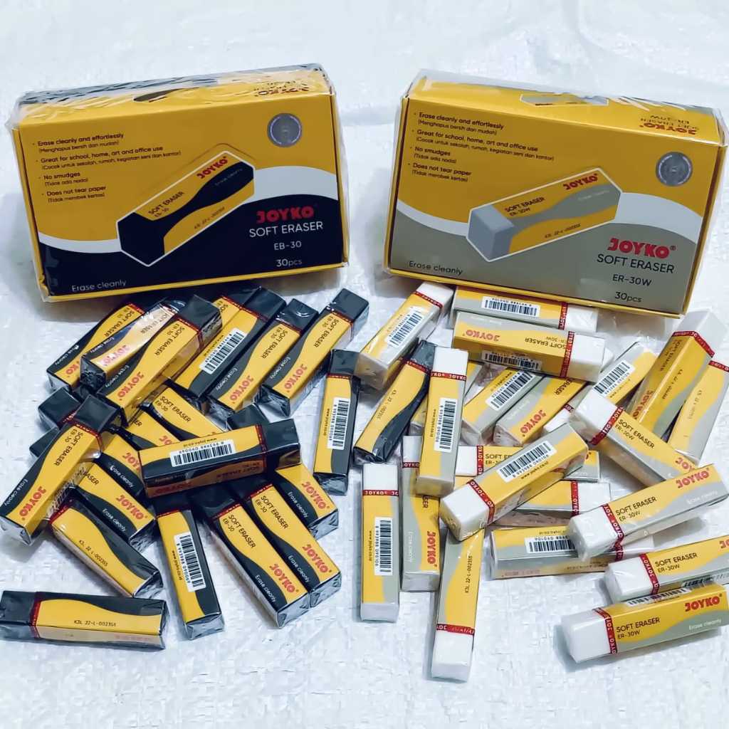 

(ISI 15 / 10 PCS )PENGHAPUS JOYKO ER-30W PUTIH / EB-30 HITAM ERASER UKURAN TANGGUNG