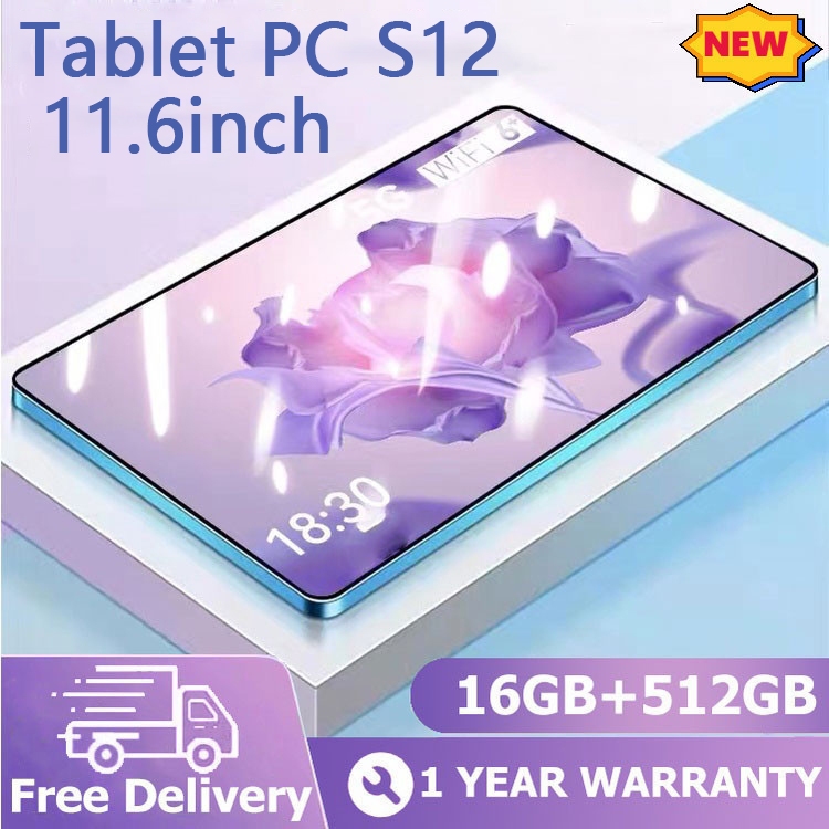2024 Tablet PC S12 Baru 16GB+512GB Tablet Android 11.6inch Layar Full Screen Layar Besar Wifi 5G Dua