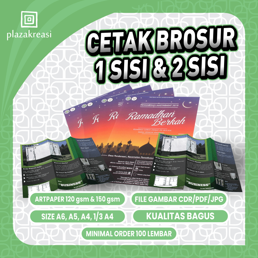 

BROSUR / FLYER, BAHAN ART PAPER 150 GSM / 120 GSM, CETAK 1 SISI / 2 SISI