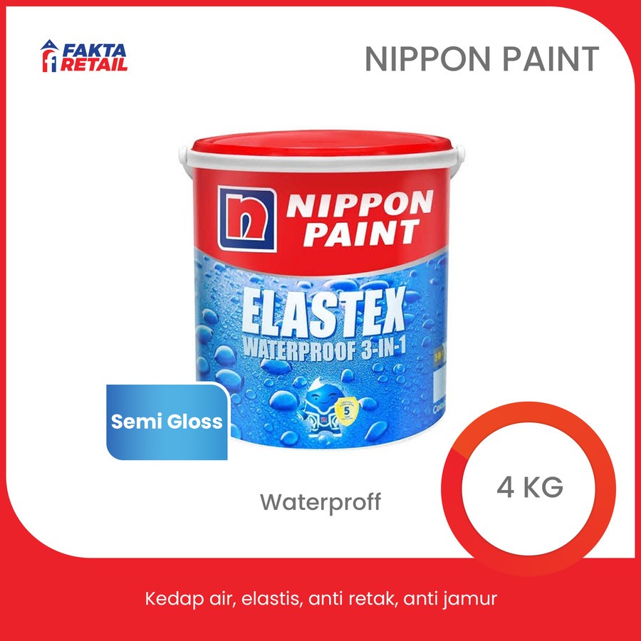 Nippon Elastek 4 kg | Cat Dasar Nippon Paint (White. Grey) - Putih