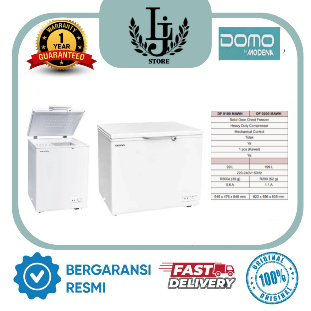 Chest Freezer DOMO BY MODENA DF-0100 MWAH ( 100 LITER ) DF- 0200 MWAH (200 LITER )