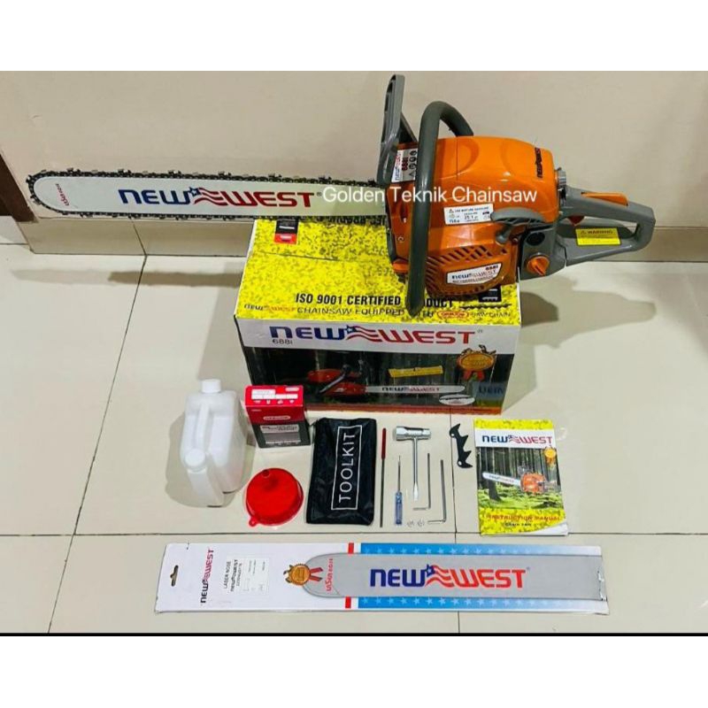 Mesin Chainsaw New West 688i Komplit Mesin Senso New West 688i + Bar 22 dan Rantai Komplit Fullset