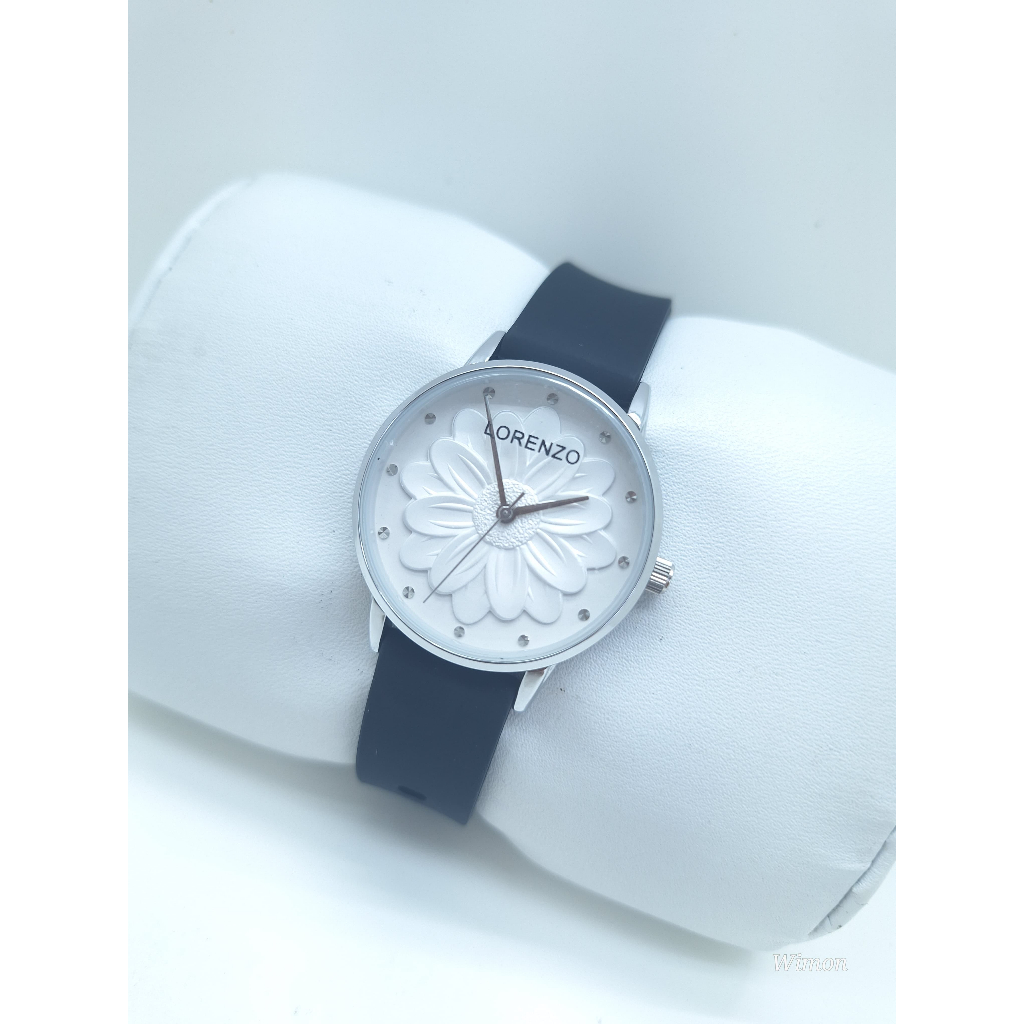 Lorenzo 1090 jam tangan wanita rubber bunga - watches