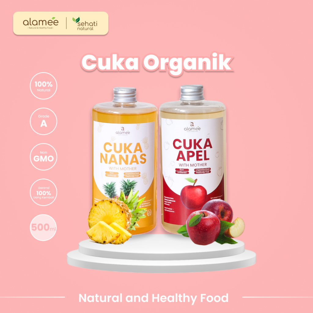 

ALAMEE Cuka Apel Nanas Original Vinegar With Mother Premium Organik Pine Apple Cider Vinegar 500ml