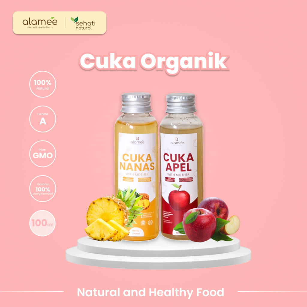 

ALAMEE Cuka Apel Nanas Original Vinegar With Mother Premium Organik Pine Apple Cider Vinegar 100ml