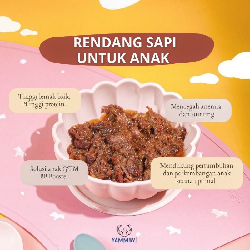 

YAMMIW - RENDANG SAPI PREMIUM / Ready to Heat MPASI / BB Booster / Makanan Sehat dan Bergizi Anak / MPASI Siap Saji - NO MSG