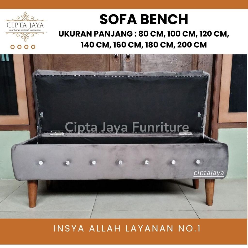 Cipta Jaya - Sofa Bench Storage Ruang Tamu Kotak Penyimpanan Panjang Minimalis Untuk Santai Tanpa Sa