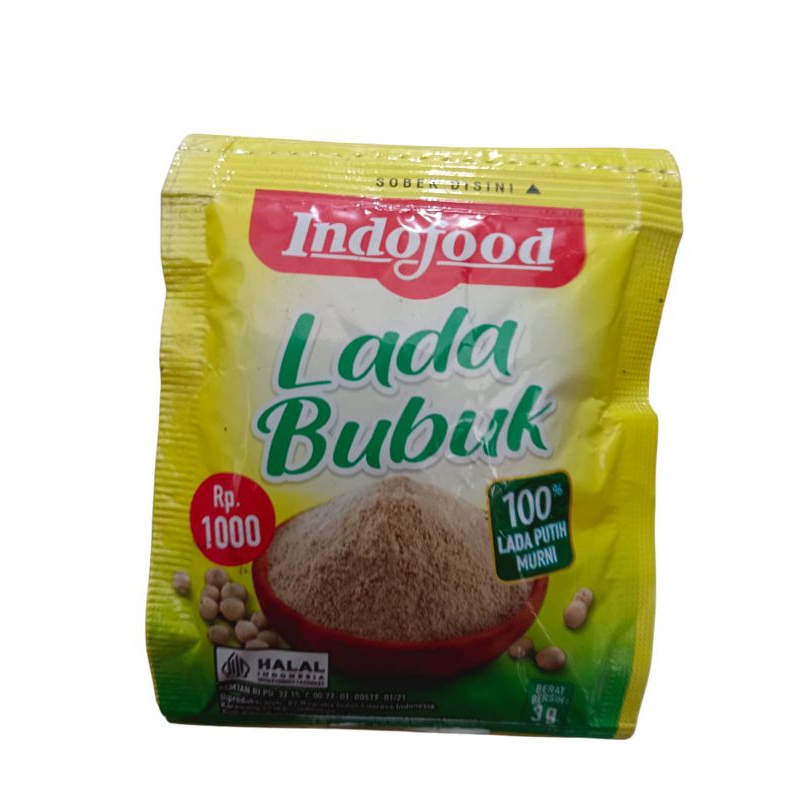 

indofood lada bubuk Lada putih murni 3gr 1 renteng isi 6 bungkus