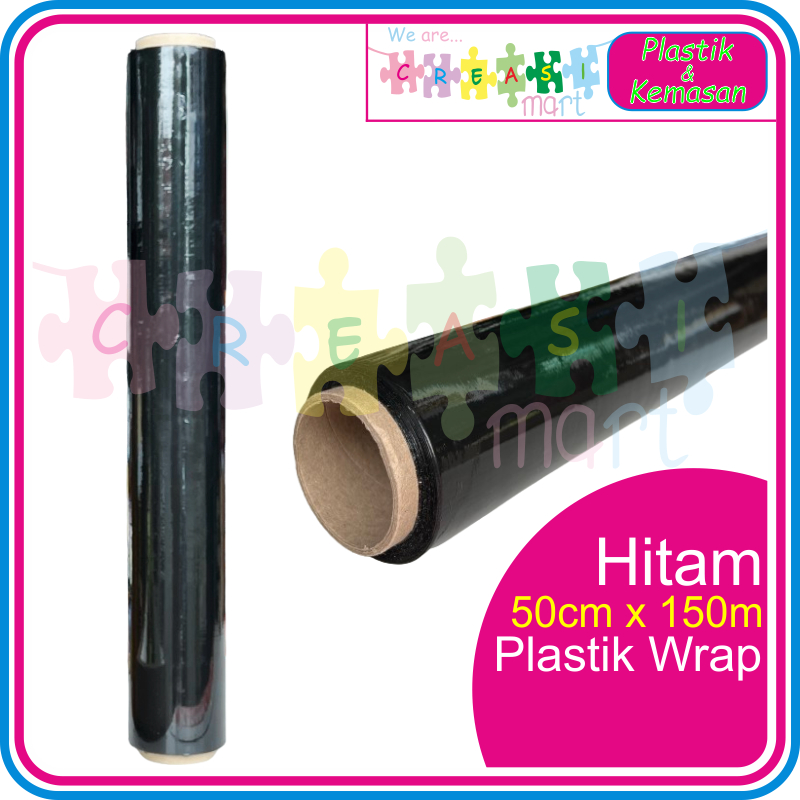 

Plastik Wrap Hitam 50cm x 150m STRETCH FILM Plastic Wrapping Barang Kemasan / Produk Display / Koper