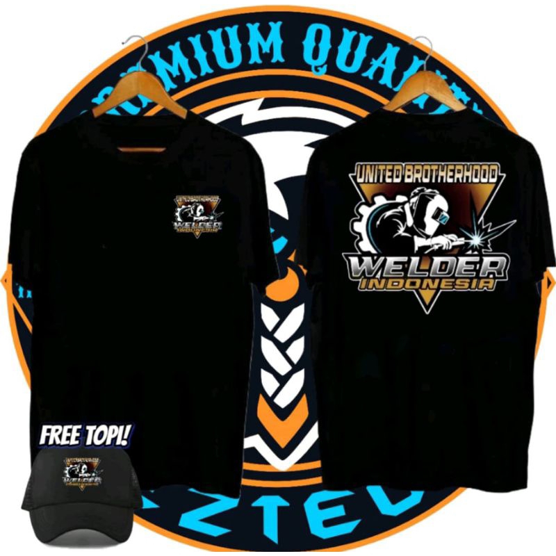 Kaos Welder Indonesia United Brotherhood Bonus Topi