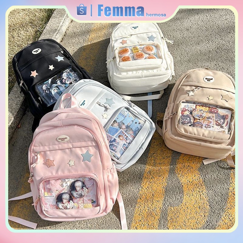 Niche Design Sense Tas Transparan Kampus jk Tas Sekolah Siswa Bahu Ganda Tas Ransel Siswa Angin Kamp