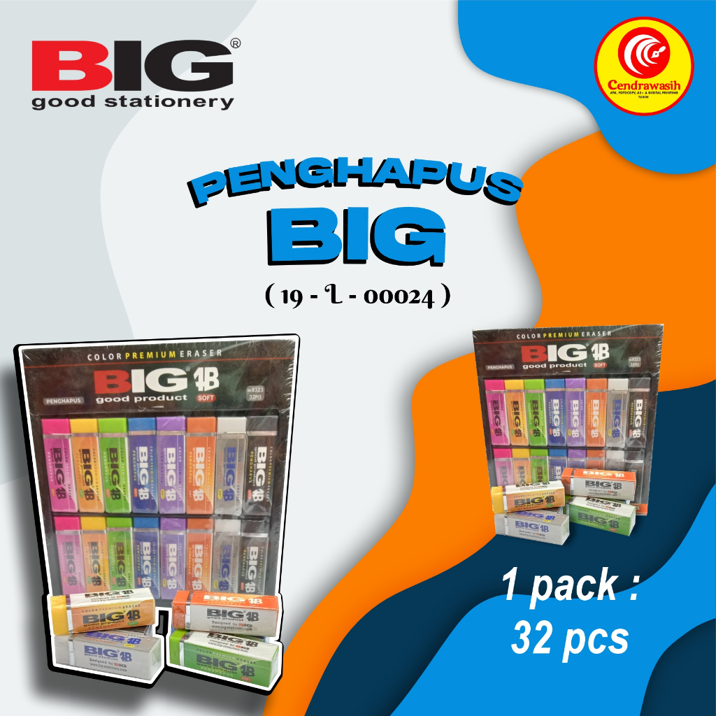 

PENGHAPUS BIG 4B COLOURFULL TYPE:19-L-000243 PACK/32 PCS