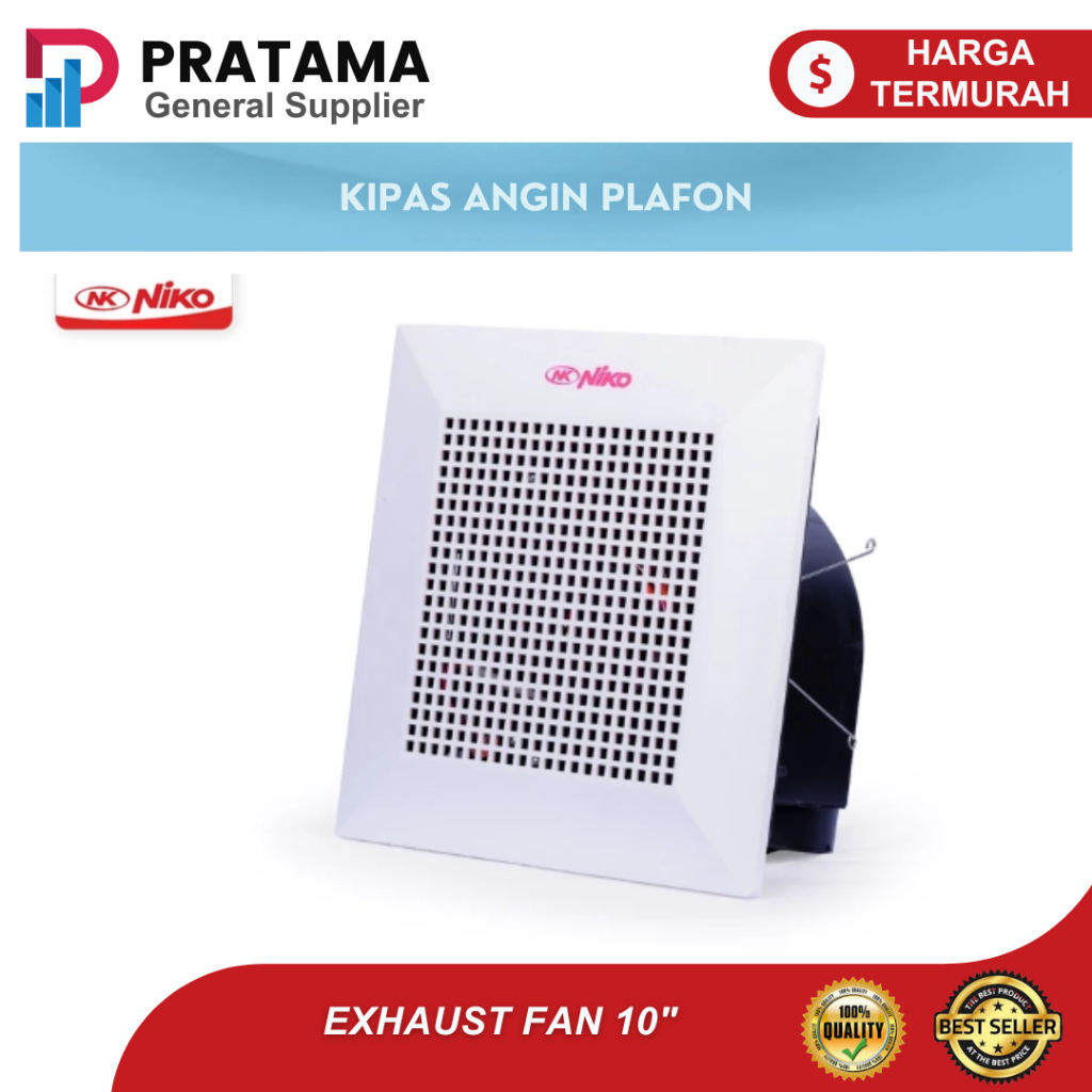 Exhaust Fan Plafon 10 Inchi Kipas angin Plafon Blower Hexos Kamar Mandi Dapur Angin Hisap Isap Asap