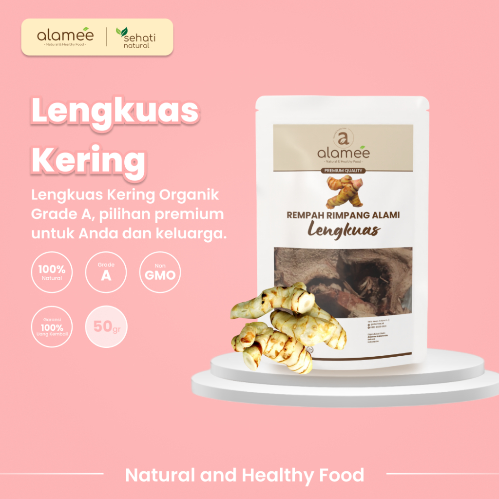 

ALAMEE Lengkuas Kering Dried Galangal Iris Rempah Organik Alami Bumbu Seasoning Masakan Masak 50gr