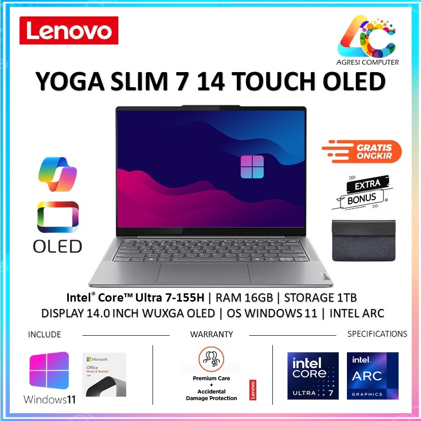 Lenovo Yoga Slim 7i 14 Oled Touch Ultra 7-155H EVO RAM 16GB 1TB SSD 14.0" WUXGA OLED TOUCH WIN 11