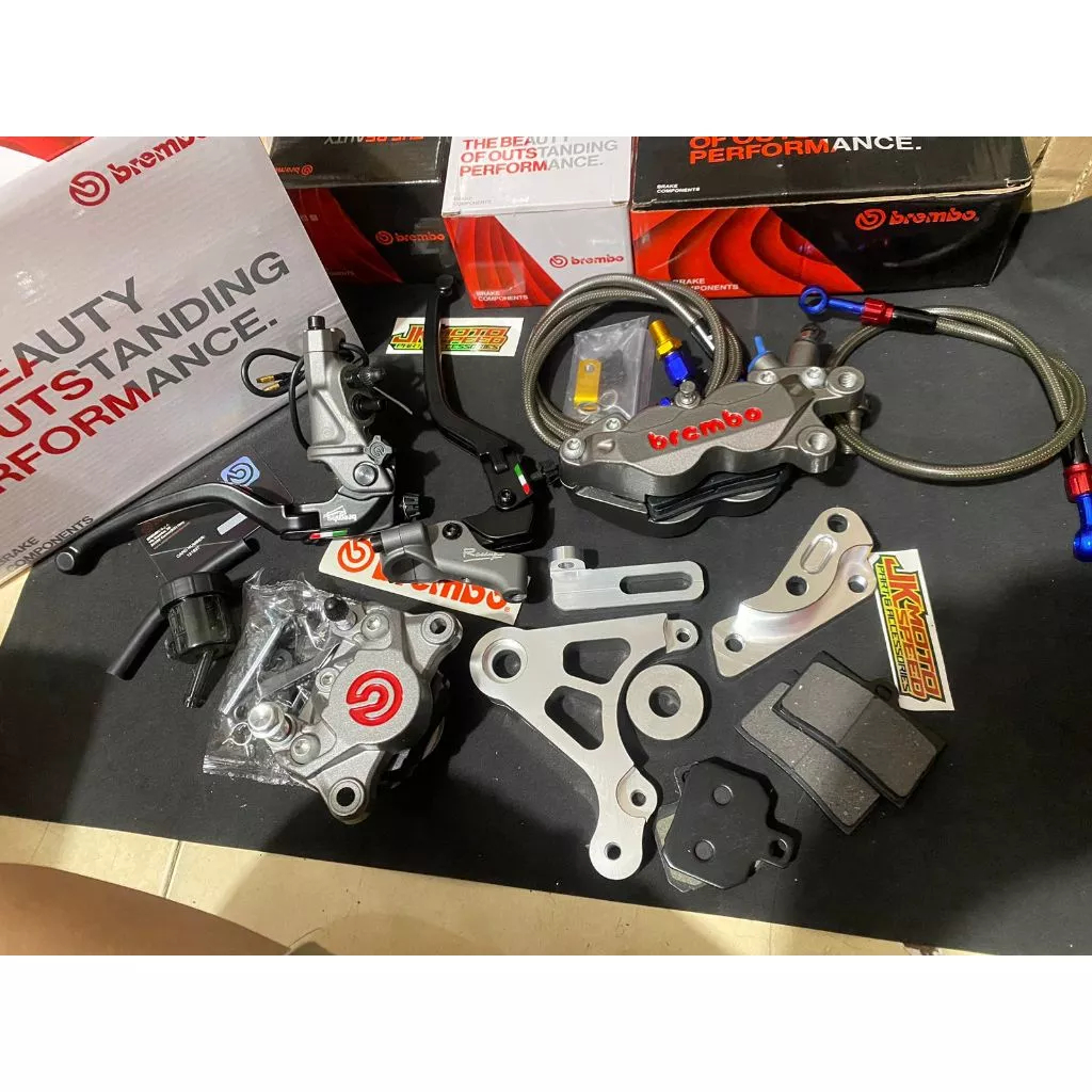 PAKET MURAH !! VIXION SCORPIO RX KING BYSON MX KING KALIPER BREKET CAKRAM STANDAR DAN 300 MM MASTER 