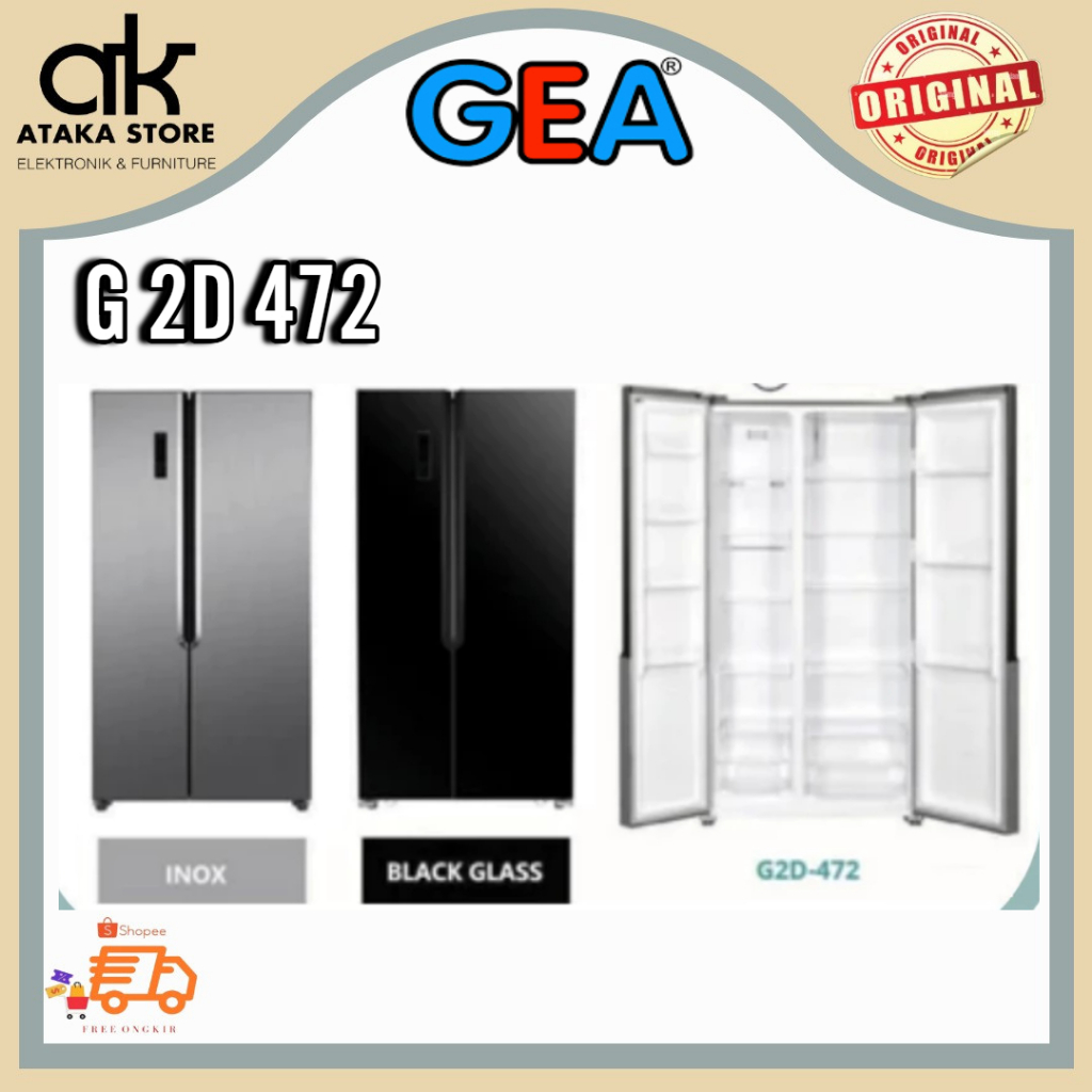 KULKAS GEA 2 PINTU G2D472 Kulkas Set By Side 2 Pintu Lemari GEA Kulkas Side By Side