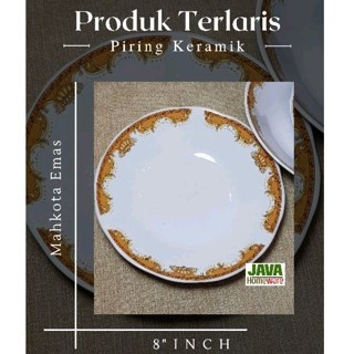 PIRING MAKAN KERAMIK LILIA DIAMETER 20 CM (6 biji) | PIRING MAKAN KERAMIK LILIA MAHKOTA 8 INCH | PIR