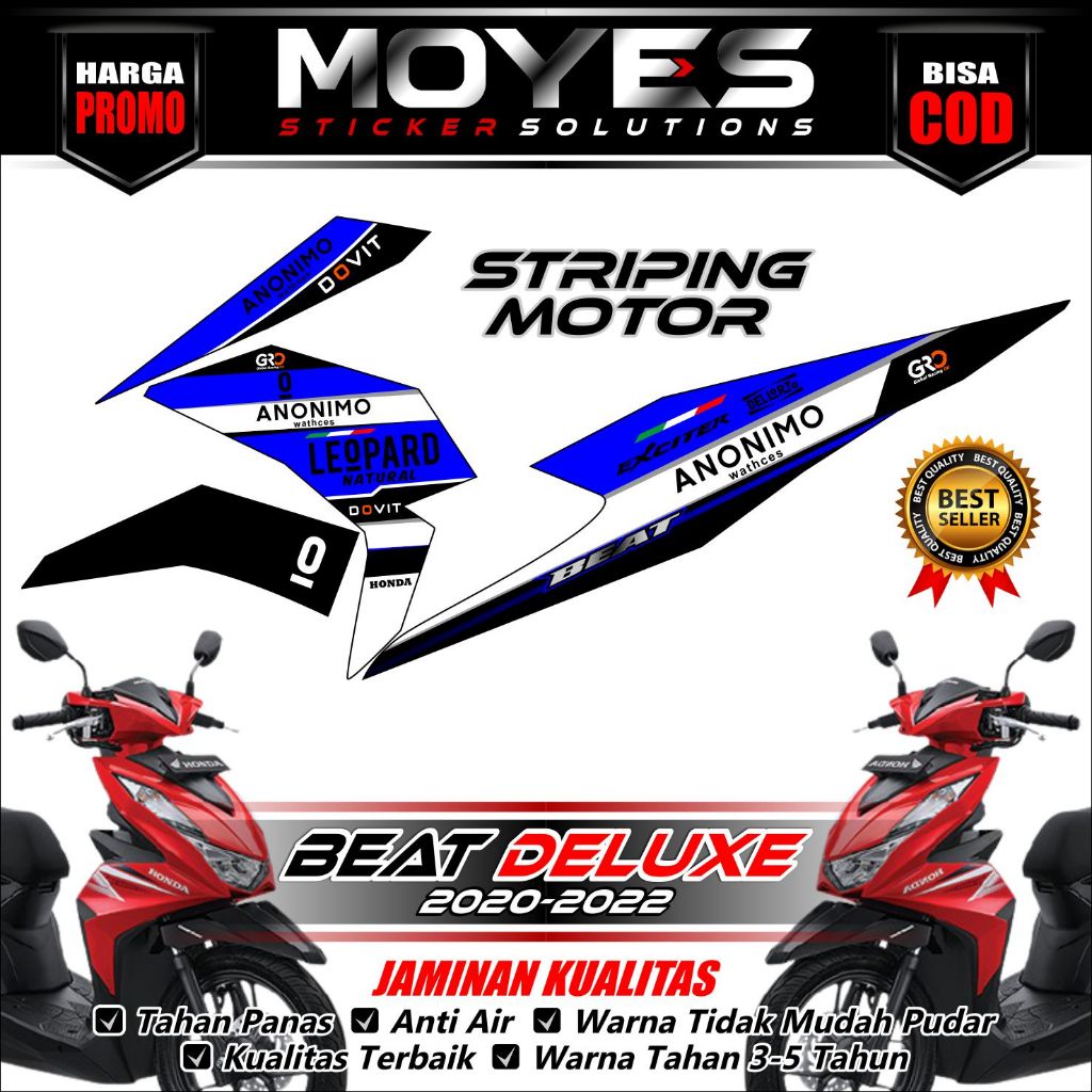 Striping Beat Deluxe - Decal Beat Deluxe - Stiker Beat Deluxe - Decal Stiker Beat Deluxe 2020-2022 L