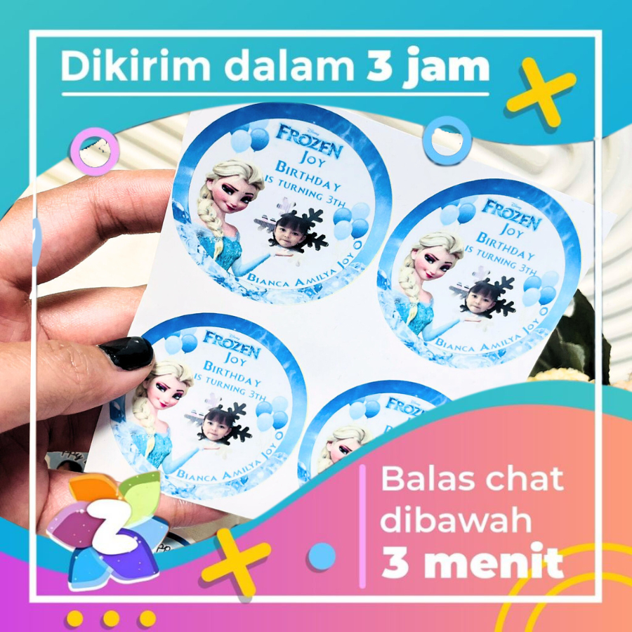 

9-15 Zennida Sticker Ulang Tahun Anak Vinyl Anti Air Stiker Label Undangan Happy Birthday Uk.Besar