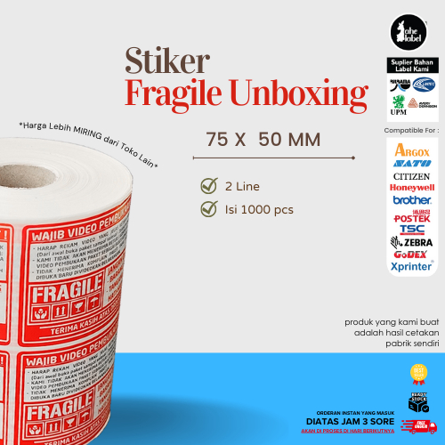 

STICKER UNBOXING / FRAGILE 2 LINE 75X50MM