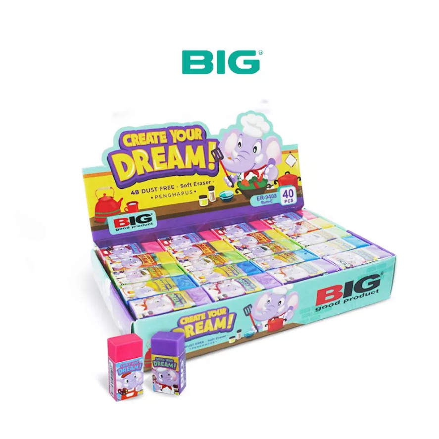 

BIG - Penghapus / Eraser Pensil Warna Warni Kecil Dust Free Bum E Elephant Series ER-9403BUME