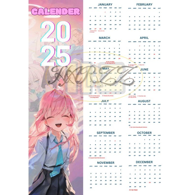 

Ready kalender dinding 2025 kalender anime costom