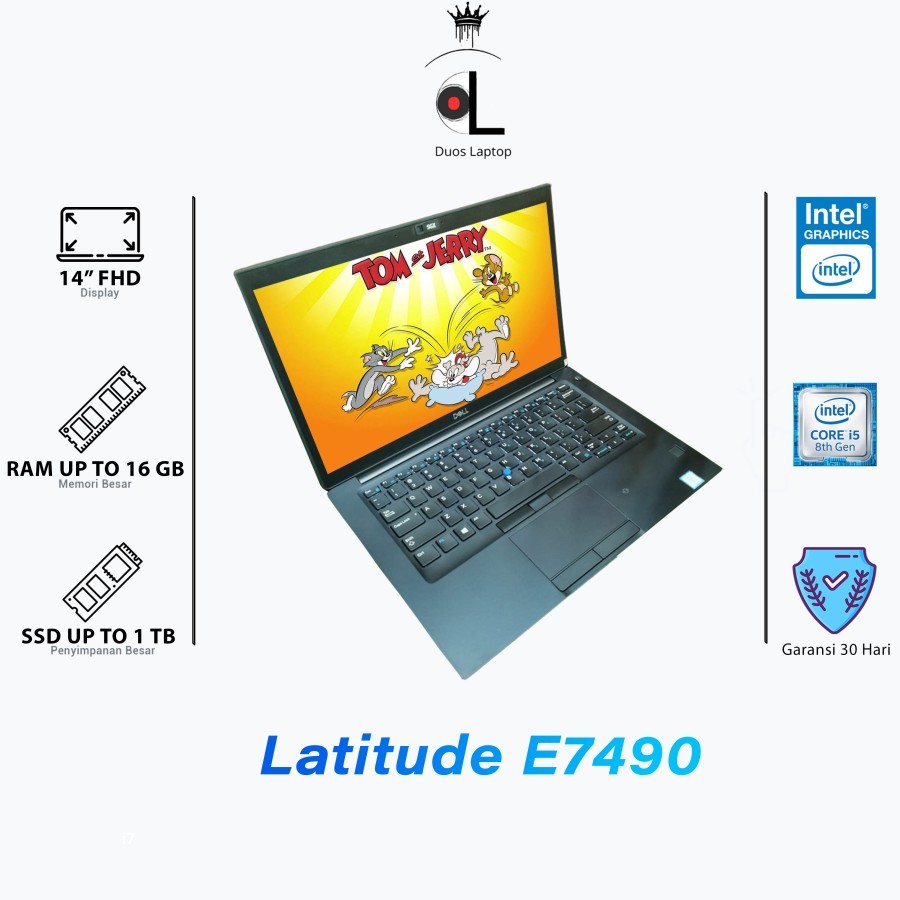 Laptop Kerja Murah | Dell Latitude E7490 | Core i5 RAM 8 GB SSD 256 GB | Layar 14" | Second Bergaran