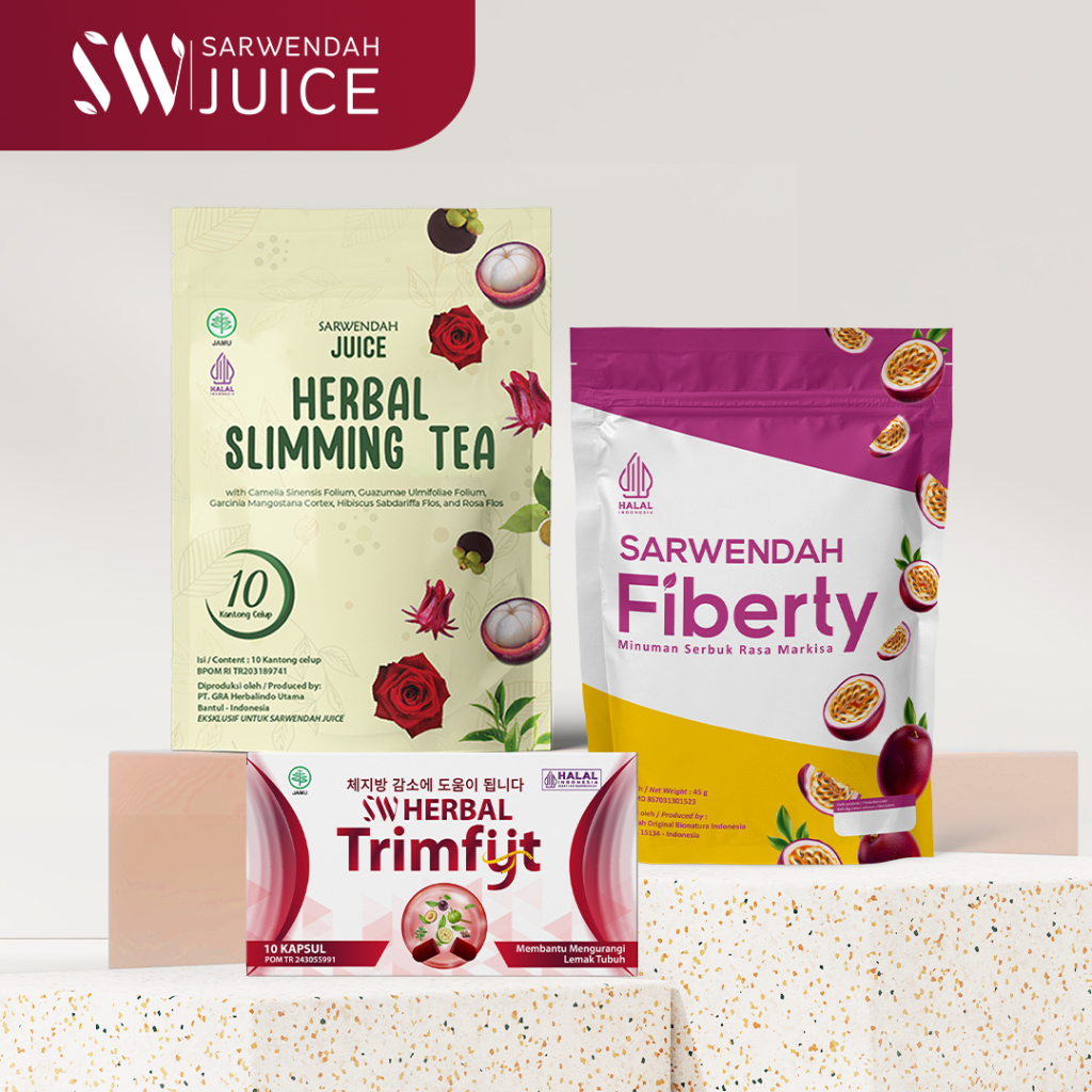 Sarwendah Juice Bundle Diet Detox Trimfyt Kecil [ SW Fiberty-Trimfyt Slimming - Herbal Tea ] - 3 pcs