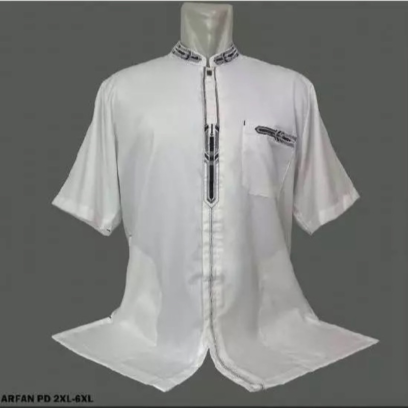 BAJU KOKO ARFAN  BIGSIZE ( 2XL-6XL) 2XL 3XL 4XL 5XL 6XL Baju Koko LENGAN PENDEK Muslim REALPICT Baju