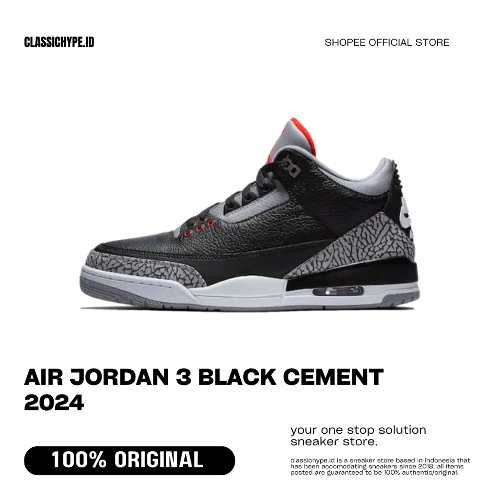Air Jordan 3 Black Cement 2024 100% Original
