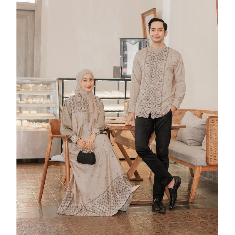 RENGGANIS - COUPLE SYAWAL GAMIS DAN KOKO LENGAN PANJANG BAJU COUPLE MUSLIM LEBARAN 2025 TERBARU MODE
