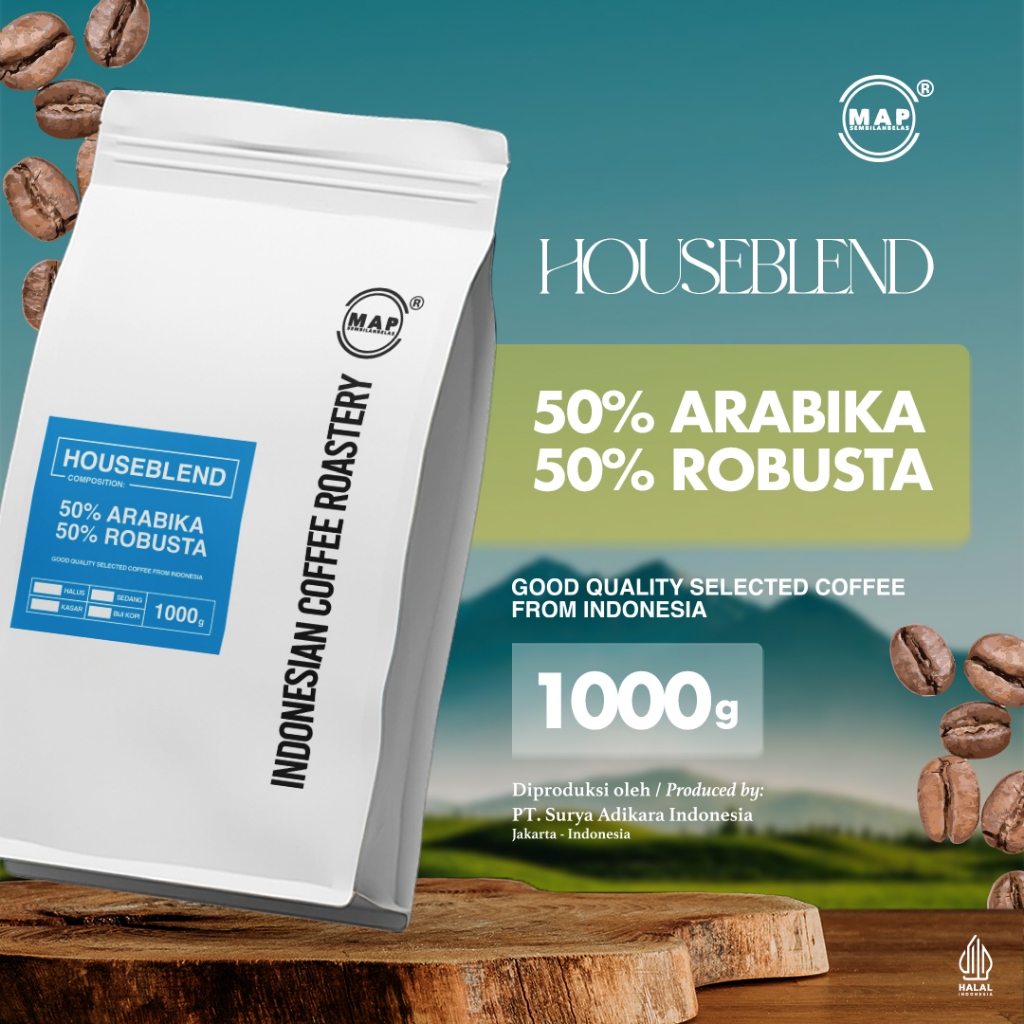 

MAP19 Coffee Houseblend 1Kg 50% Arabika 50% Robusta Biji Kopi Indonesia