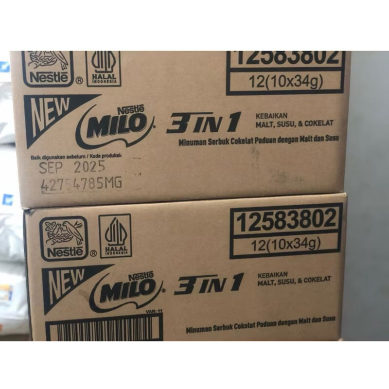 

KARTON Nestle Milo 3in1 12(10x34gr) 12 renceng 1 renceng 10 sachet