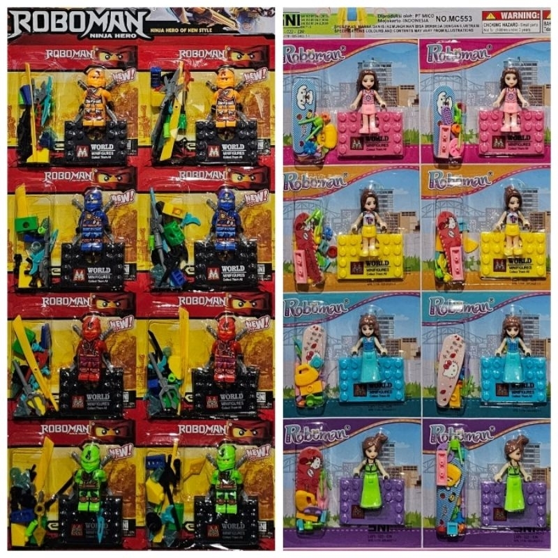 12 ROBOMAN Mini Bricks Ninja Super Soldier Prajurit Tentara Cowok Cewek Keren Topper Hiasan Dekorasi