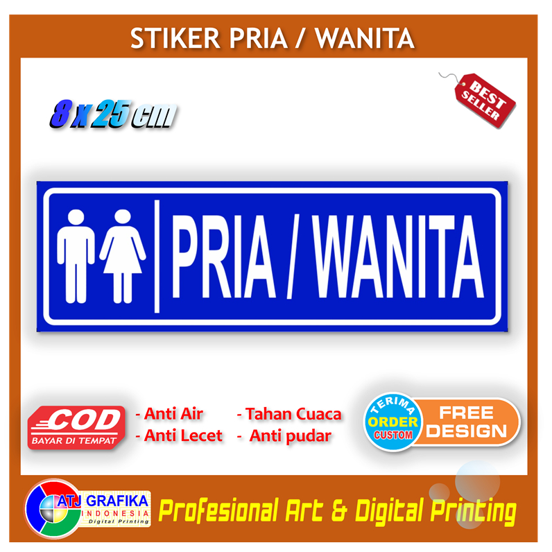 

Stiker pria wanita unsex laki perempuan sticker petunjuk penggunaan ruangan kamar mandi toilet dll