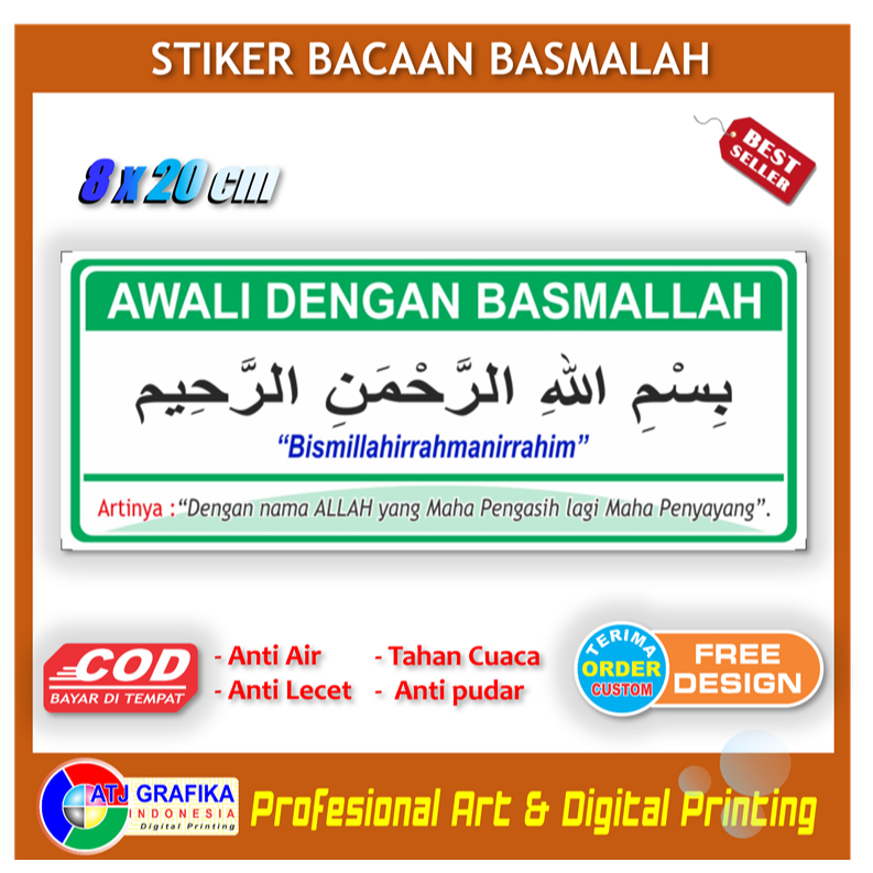 

Stiker bismillah basmallah hafalan bacaan mulai pekerjaan sticker pendidikan islam kamar mobil