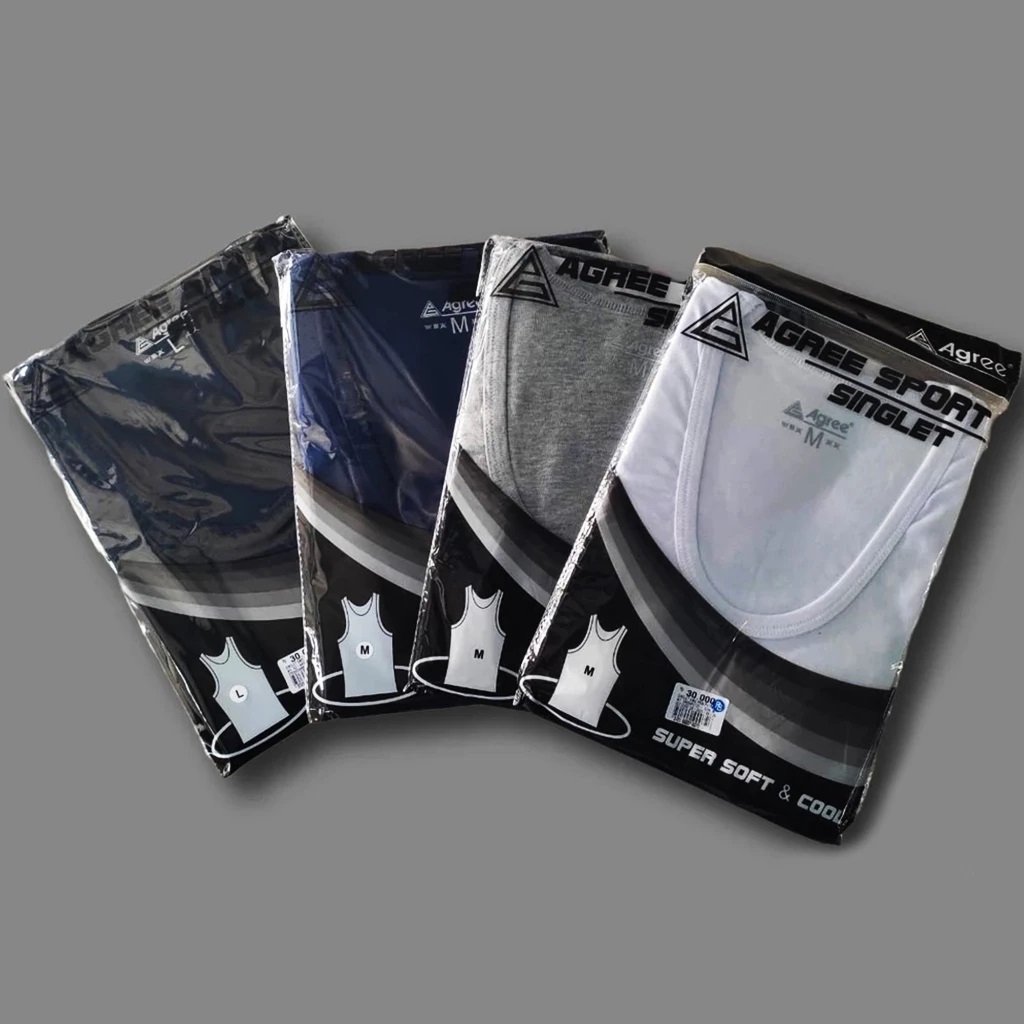 ( 3pc ) Singlet Agree SA 004 | Kaos Dalam Pria Agree | Singlet Pria Agree | Kaos Singlet | Agree - K