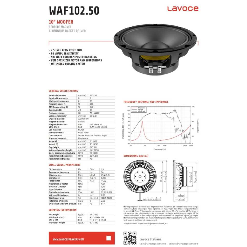 Speaker Komponen Lavoce WAF 102.50A 10 inch Original