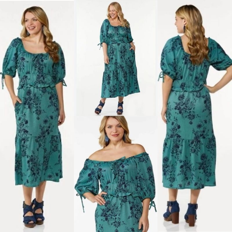 Cato tiered floral midi dress