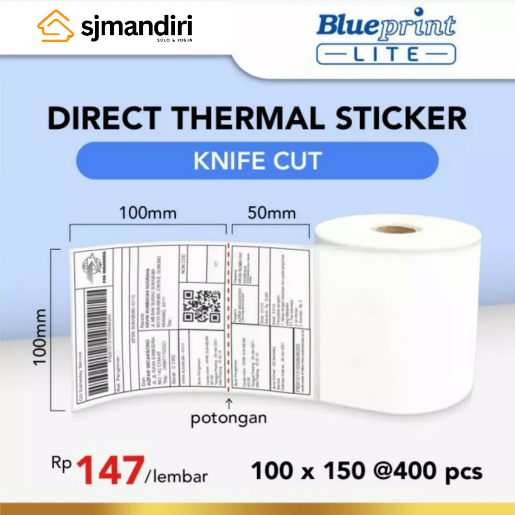 

Blueprint Lite Direct Thermal Sticker 100 x 150 @400 Knife Cut Resi