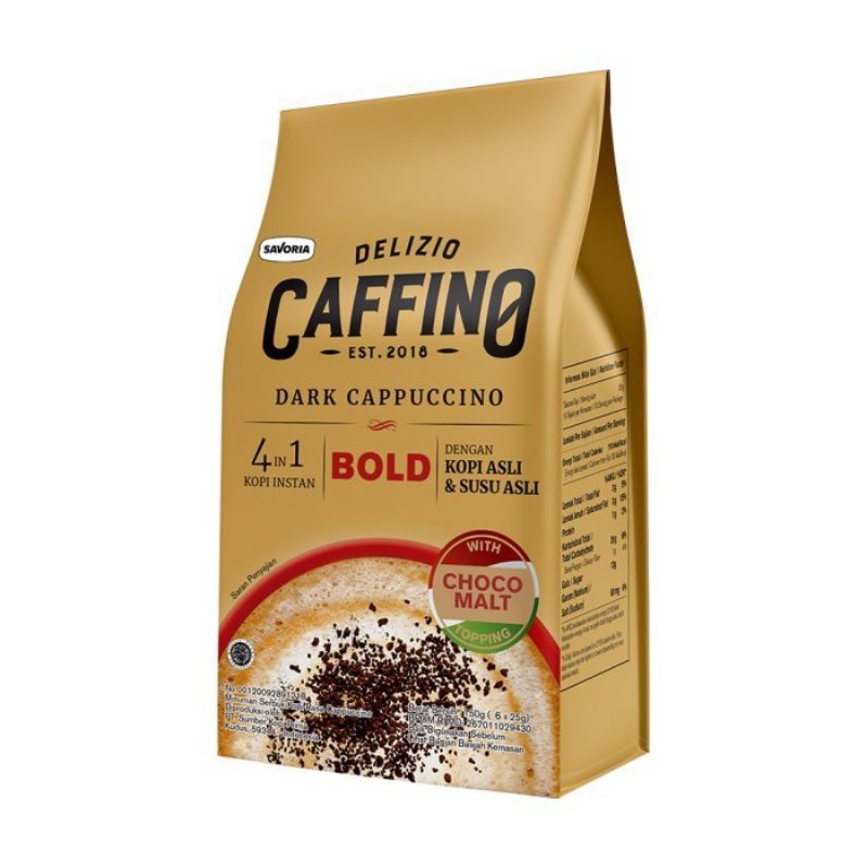 

Caffino Dark Cappuccino Kopi instan 4 in 1 isi 6 sachets